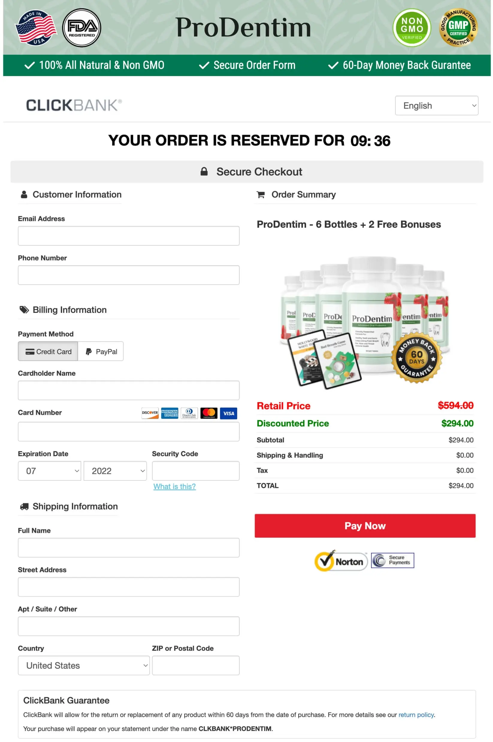 ProDentim checkout process and ordering instructions